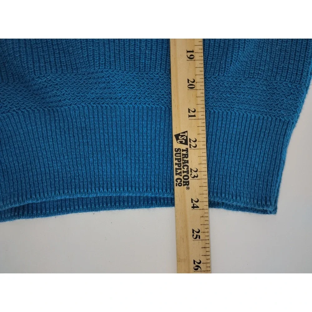 Woolrich Sweater Teal Blue Cotton Blend 90s Shawl Collar Pullover Made In USA